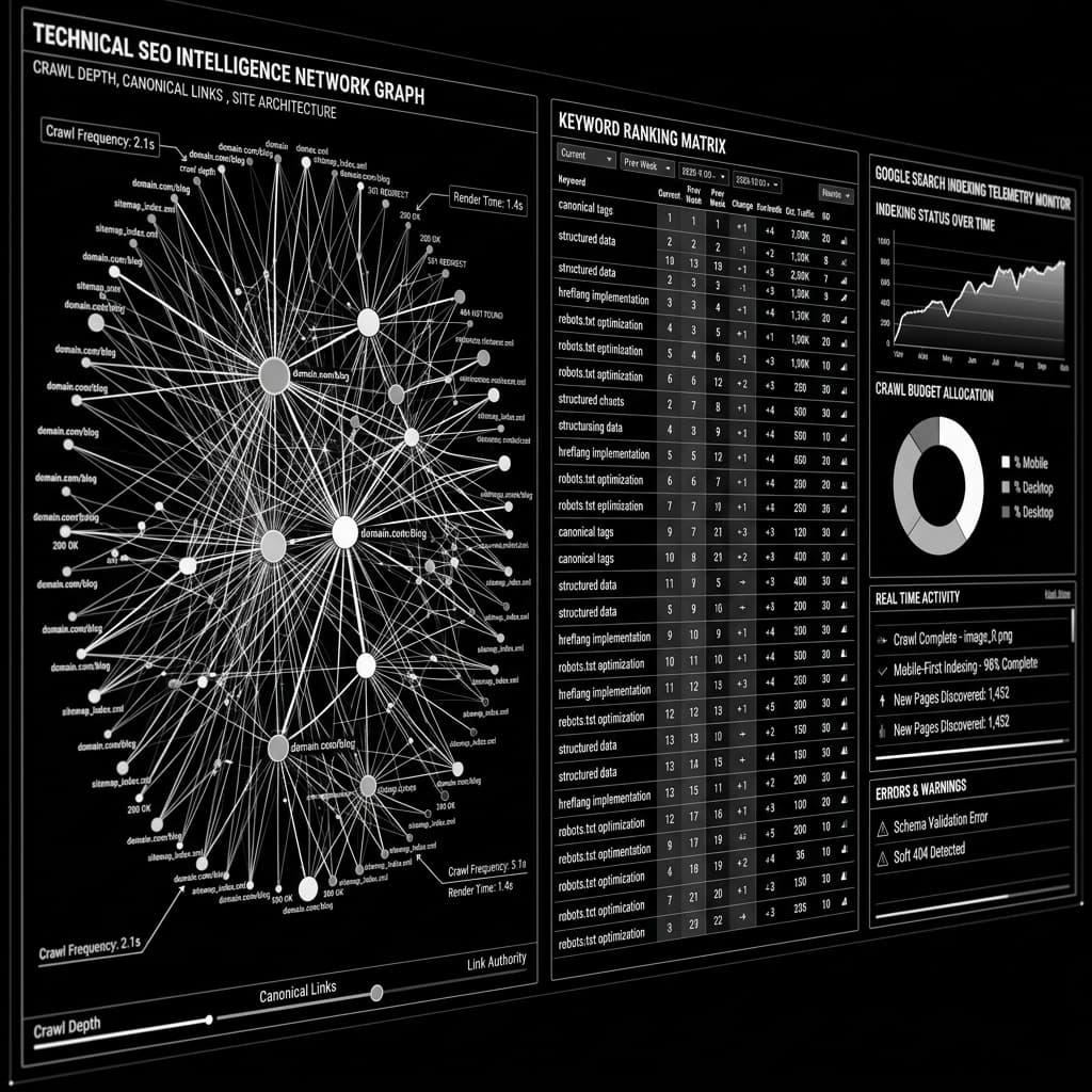 SEO & Search Engine Intelligence editorial visual - Surnax
